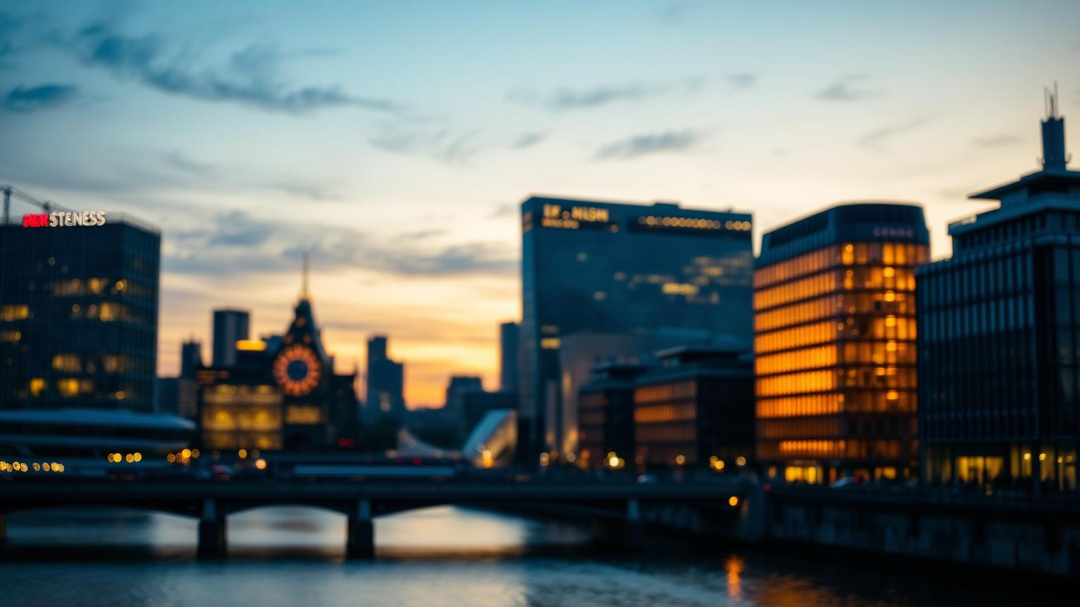 Skyline bij schemering van een groot Europees financieel district, ter illustratie van de gereguleerde casinomarkten in deze Q2 2026 update